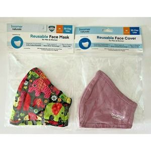 2 Pack Boomer Naturals Reusable Face Mask For Men And Women Pink&Elephant Size M